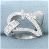 Image 1 : Diamond Abstract Modernist Design Ring In 18k White Gold