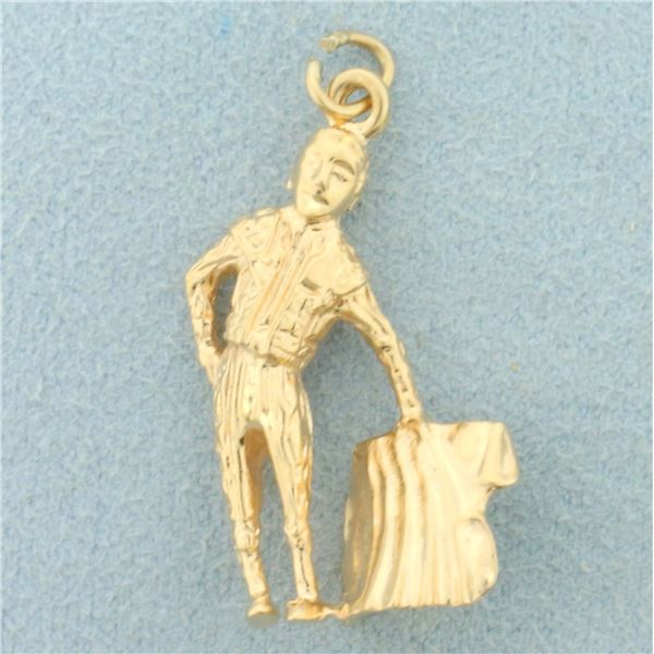 Bull Fighting Matador Charm or Pendant in 14K Yellow Gold