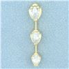 Image 1 : Three Stone Pear Diamond Pendant in 14k Yellow Gold