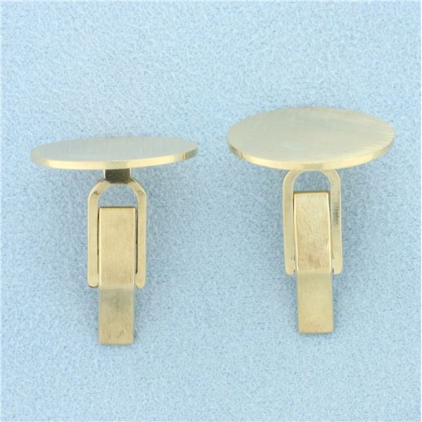 Vintage Engravable Disc Cuff Links in 14K Yellow Gold