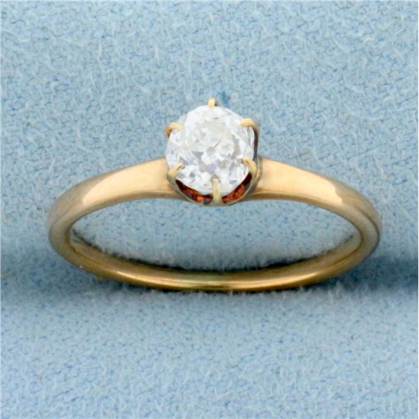 Antique Old Mine Cut Diamond Victorian Engagement Ring in 14k Rose Gold