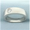 Image 2 : Mens Pipe Cut Solitaire Diamond Wedding Ring in Palladium