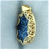 Image 2 : Blue Druzy Quartz Statement Pendant in 14k Yellow Gold
