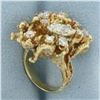 Image 3 : Diamond Nugget Statement Ring in 18k Yellow Gold