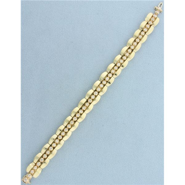 Diamond Tennis Bracelet in Tank Track Jacket in 14k Yellow Gold
