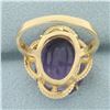 Image 4 : 8ct Fancy Step Cut Amethyst Gemstone Statement Ring in 14k Yellow Gold