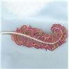 Image 1 : Ruby and Diamond Feather Brooch in 18k Yellow Gold