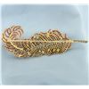 Image 3 : Ruby and Diamond Feather Brooch in 18k Yellow Gold