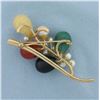 Image 2 : Designer Ming's Jade and Pearl Brooch Pin in 14k Yellow Gold