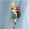 Image 3 : Designer Ming's Jade and Pearl Brooch Pin in 14k Yellow Gold