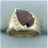 Image 1 : Garnet and Diamond Ring in 14k Yellow Gold
