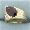 Image 2 : Garnet and Diamond Ring in 14k Yellow Gold