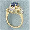 Image 3 : Sapphire and Diamond Scroll Design Ring in 14k Yellow Gold
