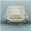 Image 1 : Diamond Halo Invisible Set Ring in 10k White Gold