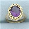 Image 1 : Vintage Amethyst Rope Bezel Ring in 14k Yellow Gold