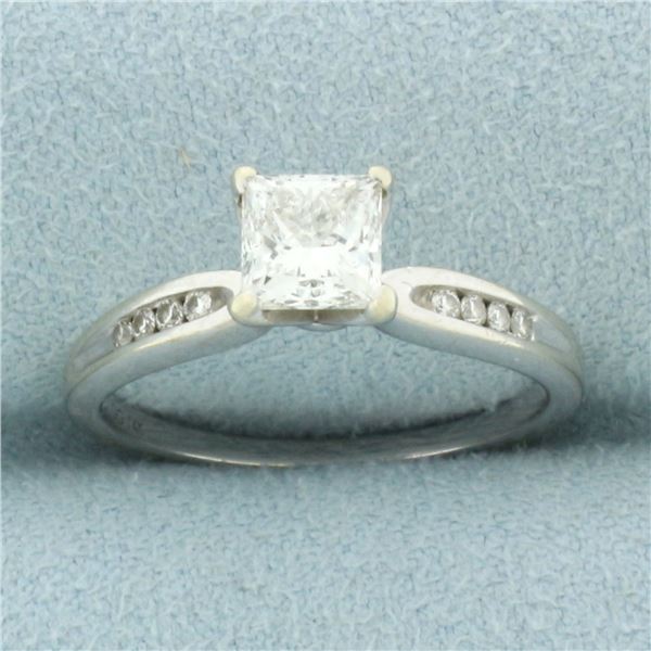 Certified Princess Diamond Engagement Ring in 14k White Gold