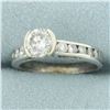Image 2 : Unique Half Bezel Diamond Engagement Ring in Platinum