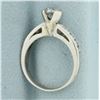 Image 3 : Unique Half Bezel Diamond Engagement Ring in Platinum
