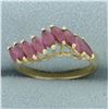Image 1 : Natural Ruby Wave Design Ring In 14k Yellow Gold