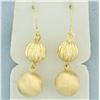 Image 2 : Italian Ball Bead Drop Dangle Earrings in 18k Yellow Gold