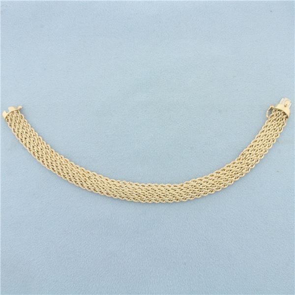Wide Rope Link Bracelet in 14k Yellow Gold