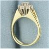 Image 3 : Flower Design Split Shank Diamond Ring in 14k Yellow Gold