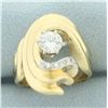 Image 1 : Diamond Swoop Design Ring in 14k Yellow Gold