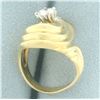 Image 3 : Diamond Swoop Design Ring in 14k Yellow Gold