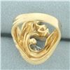 Image 4 : Diamond Swoop Design Ring in 14k Yellow Gold