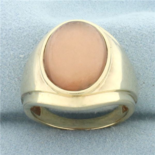Mens Morganite Doublet Statement Ring in 10k Yellow Gold