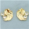 Image 2 : Pinwheel Design CZ Earrings in 18k Yellow Gold