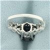 Image 4 : Sapphire Heart Design Ring in 14k White Gold