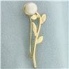 Image 2 : Cultured Akoya Pearl Flower Pin Brooch in 14k Yellow Gold