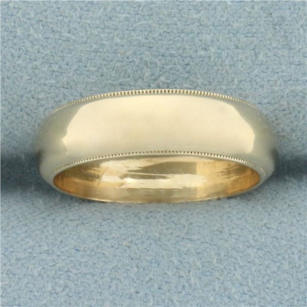 Milgrain Beaded Edge Wedding Band Ring in 14k Yellow Gold