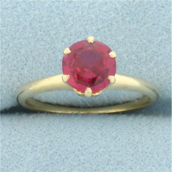 Pink Sapphire Solitaire Ring in 14k Yellow Gold