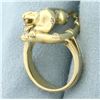 Image 3 : Custom Designed Cougar or Jaguar Ring in 14k Yellow Gold