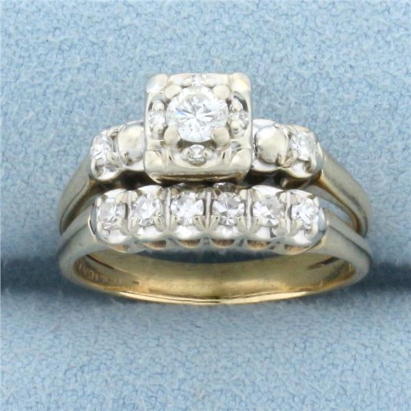 Rays of Love Diamond Designer Engagement Ring and Wedding Band Bridal Set in 14k Yellow Gold