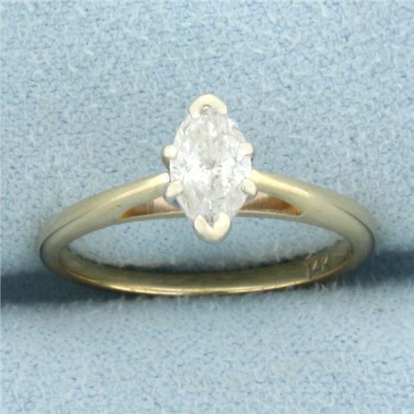 Marquise Diamond Solitaire Engagement Ring in 14k Yellow Gold