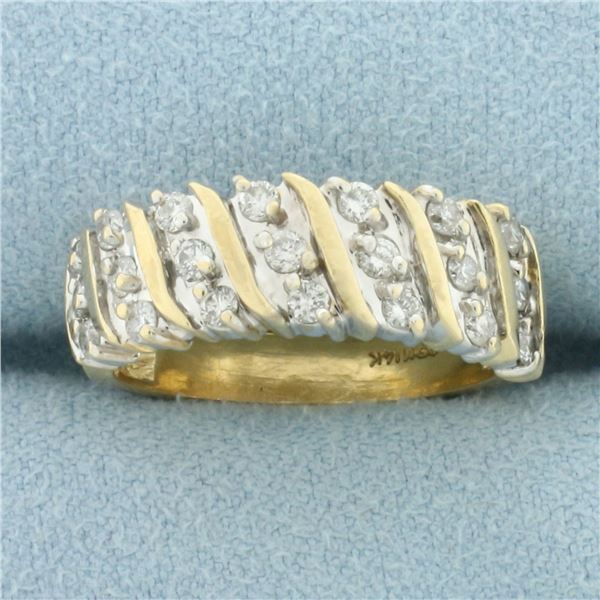Diagonal Set Diamond Band Ring in 14k Yellow Gold