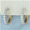 Image 1 : Diamond Two Tone Hoop Earrings in 14k Yellow Gold