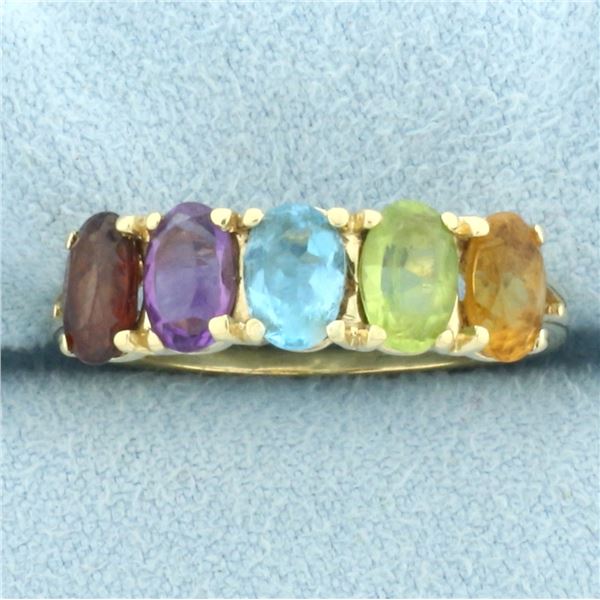 Rainbow Gemstone Ring in 14k Yellow Gold