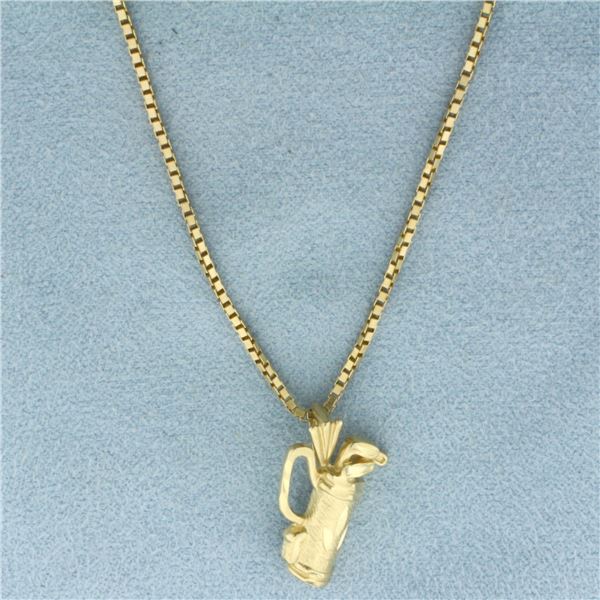Italian Golf Clubs Necklace in 14K Yellow Gold