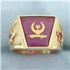 Image 1 : Mens Masonic Shriners Ring in 10k Yellow Gold