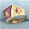 Image 3 : Mens Masonic Shriners Ring in 10k Yellow Gold