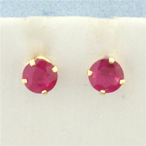 Ruby Stud Earrings in 14k Yellow Gold