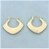 Image 1 : Deco Style Squared Hollywood Regency Hoop Earrings in 14k Yellow Gold