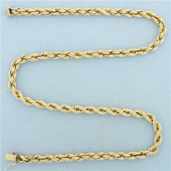 18 Inch Rope Link Chain Necklace in 14k Yellow Gold