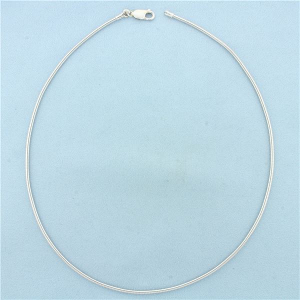 18 Inch Omega Link Necklace in 14k White Gold