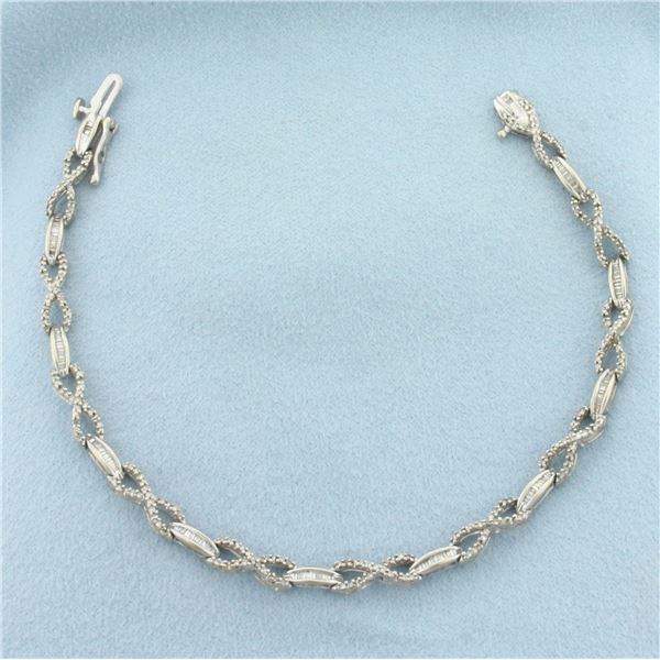 Diamond Infinity Link Bracelet in 10k White Gold