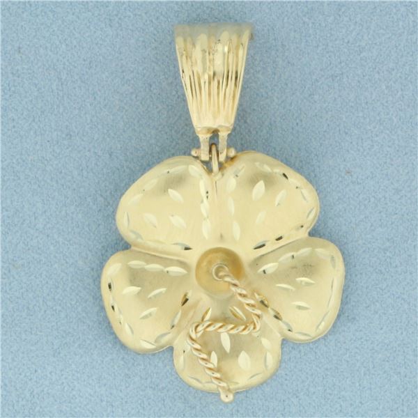 Diamond Cut Hibiscus Flower Pendant in 14k Yellow Gold